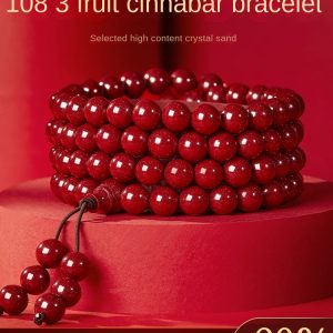 Authentic cinnabar 108 Buddha beads bracelet for men and women, universal animal year bracelet, raw mineral purple gold sand, imperial sand