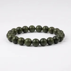 Natural Green Sandalwood Bead Bracelet - 10mm