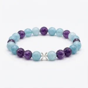 Pisces Zodiac Crystal Bracelet - Aquamarine & Amethyst