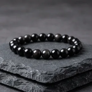 Natural Black Obsidian Crystal Bracelet - 8mm