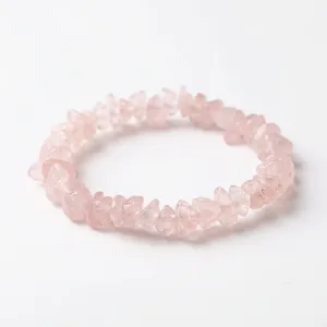Raw Rose Quartz Crystal Chip Bracelet