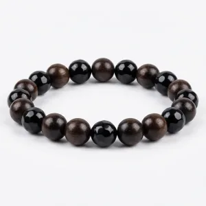 Ebony & Black Obsidian Protection Bracelet - Triple Shield