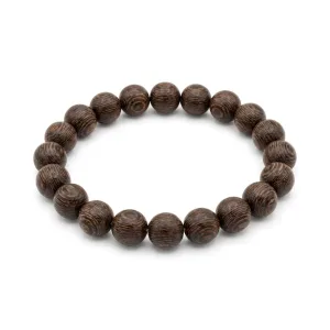 Natural Wenge Wood Bead Bracelet - 8mm