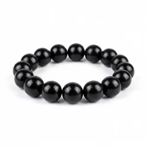 Natural Ebony Wood Bead Bracelet - 12mm Bold Men's