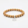 Sandalwood & 925 Silver Lotus Bracelet - Zen Collection
