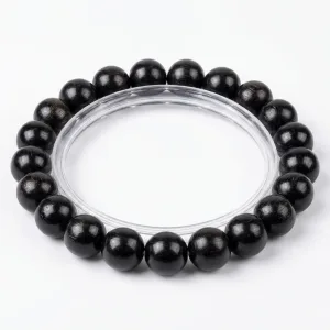 Natural Ebony Wood Bead Bracelet - 10mm