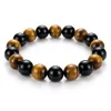 Men's Power Crystal Bracelet - Tiger Eye & Black Obsidian 12mm