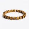 Natural Tiger Eye Square Bead Bracelet - 8mm